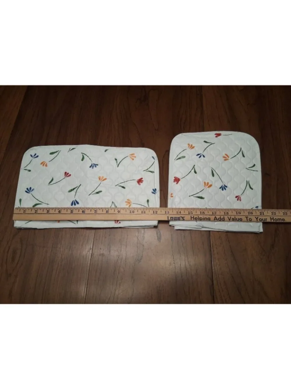 Vintage White w/Flower Quilted Vinyl Appliance Covers Lot of 4 Toaster Mixer